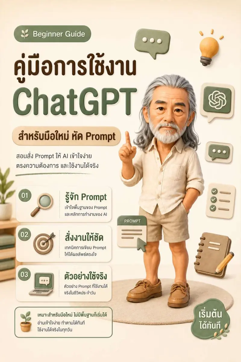 ปก คู่มือการใช้งาน ChatGPT สำหรับมือใหม่ หัด Prompt